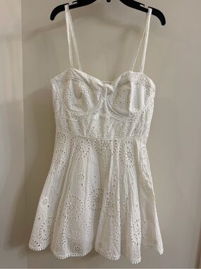 Zara White Eyelet Spaghetti Strap Mini Dress, size XL